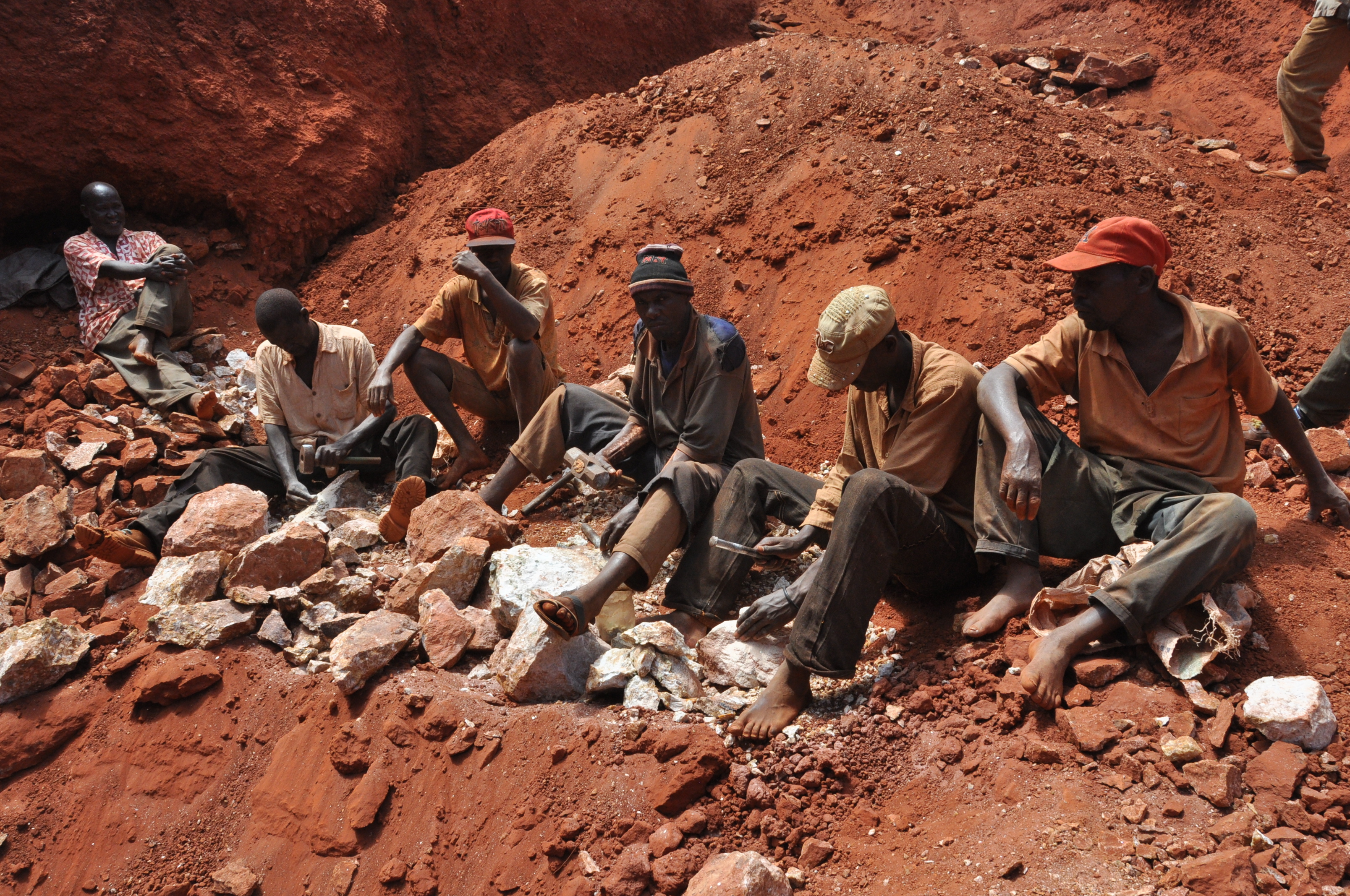 Ore crushing, Tsavorite mine, Kenya